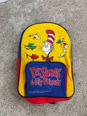 Vintage 1997 Dr. Seuss & His Friends Primary Colors Book Bag Backpack